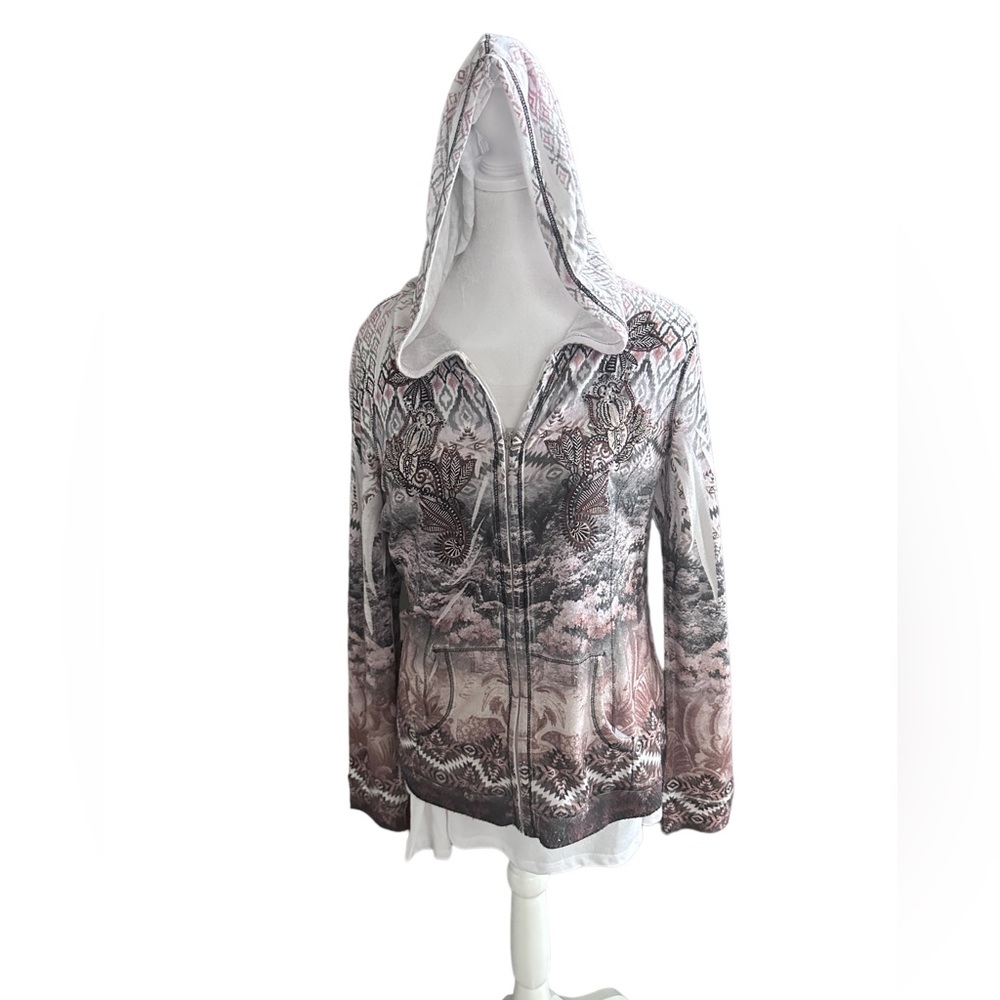 Womens One World Live and Let Live Y2K style Zip up Hoodie Medium